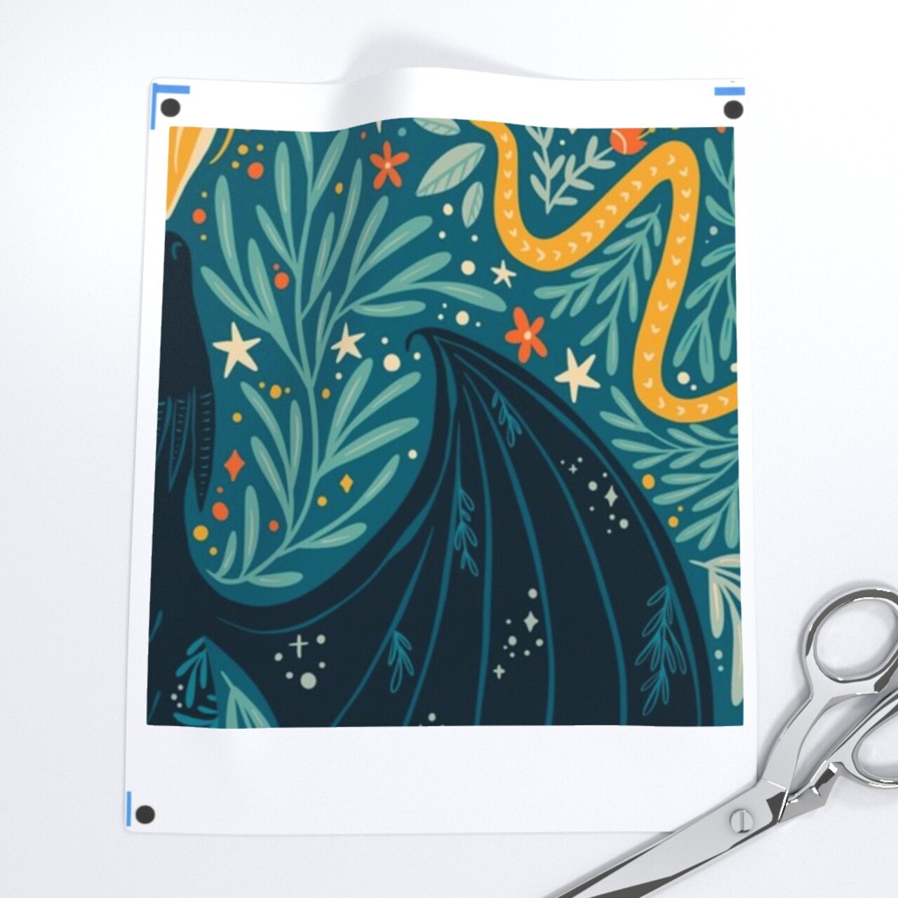 Folk Dragons Fairy Tale Botanical Kids Room Magical Dragons Jackalopes Maximalist Custom Printed Fabric by Spoonflower Various Fabrics by the Yard or Fat Quarter